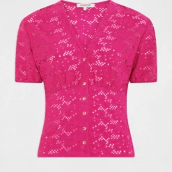 T-shirt Manches Courtes à Broderie Framboise Femme -Morgandetoi Boutique t shirt manches courtes a broderie framboise femme vue3 32536300962690502