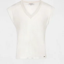 T-shirt Manches Courtes à Col En V Ecru Femme 8 T-shirt Manches Courtes à Col En V Ecru Femme -Morgandetoi Boutique t shirt manches courtes a col en v ecru femme vue3 32536300896410201