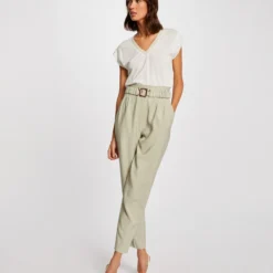 T-shirt Manches Courtes à Col En V Ecru Femme 7 T-shirt Manches Courtes à Col En V Ecru Femme -Morgandetoi Boutique t shirt manches courtes a col en v ecru femme vue5 32536300896410201