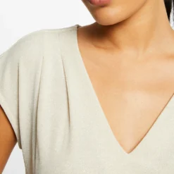 T-shirt Manches Courtes à Col En V Ivoire Femme 9 T-shirt Manches Courtes à Col En V Ivoire Femme -Morgandetoi Boutique t shirt manches courtes a col en v ivoire femme vue4 32536300928580203