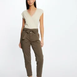 T-shirt Manches Courtes à Col En V Sable Femme 7 T-shirt Manches Courtes à Col En V Sable Femme -Morgandetoi Boutique t shirt manches courtes a col en v sable femme vue5 32536300938590205