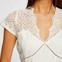 T-shirt Manches Courtes à Dentelle Ecru Femme -Morgandetoi Boutique t shirt manches courtes a dentelle ecru femme vue4 32536300939080201
