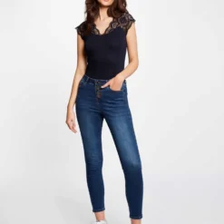 T-shirt Manches Courtes à Dentelle Marine Femme -Morgandetoi Boutique t shirt manches courtes a dentelle marine femme vue5 32536300901240301