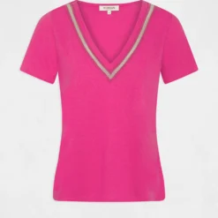 T-shirt Manches Courtes à Détails Bijoux Rose Fonce Femme 8 T-shirt Manches Courtes à Détails Bijoux Rose Fonce Femme -Morgandetoi Boutique t shirt manches courtes a details bijoux rose fonce femme vue3 32536300928490515