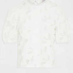 T-shirt Manches Courtes à Détails Brodés Ecru Femme 8 T-shirt Manches Courtes à Détails Brodés Ecru Femme -Morgandetoi Boutique t shirt manches courtes a details brodes ecru femme vue3 32536300950670201