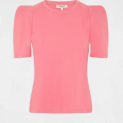 T-shirt Manches Courtes à épaulettes Rose Femme -Morgandetoi Boutique t shirt manches courtes a epaulettes rose femme vue3 32536300928510503