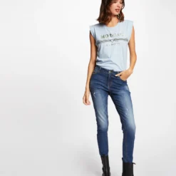 T-shirt Manches Courtes à Inscription Ciel Femme 7 T-shirt Manches Courtes à Inscription Ciel Femme -Morgandetoi Boutique t shirt manches courtes a inscription ciel femme vue5 32536300883890302