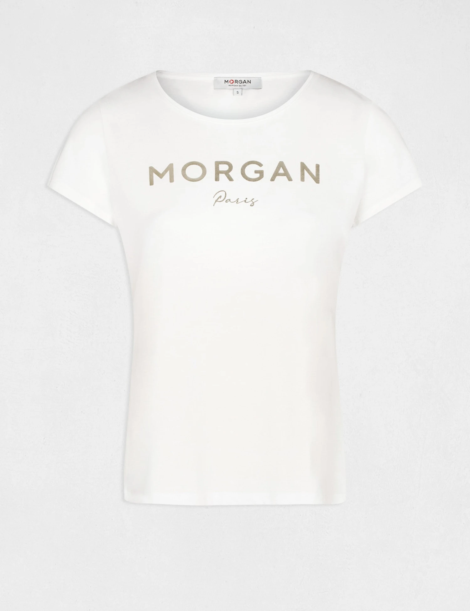 T-shirt Manches Courtes à Inscription Ecru Femme 4 T-shirt Manches Courtes à Inscription Ecru Femme – Image 4