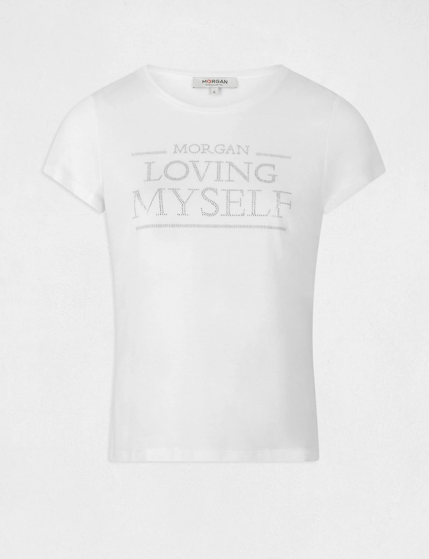 T-shirt Manches Courtes à Inscription Ecru Femme 4 T-shirt Manches Courtes à Inscription Ecru Femme – Image 4