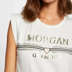 T-shirt Manches Courtes à Inscription Ecru Femme -Morgandetoi Boutique t shirt manches courtes a inscription ecru femme vue4 32536300883890201