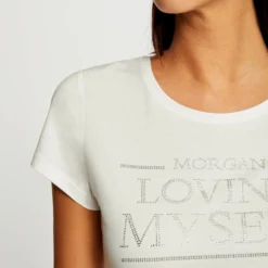 T-shirt Manches Courtes à Inscription Ecru Femme 9 T-shirt Manches Courtes à Inscription Ecru Femme -Morgandetoi Boutique t shirt manches courtes a inscription ecru femme vue4 32536300939160201