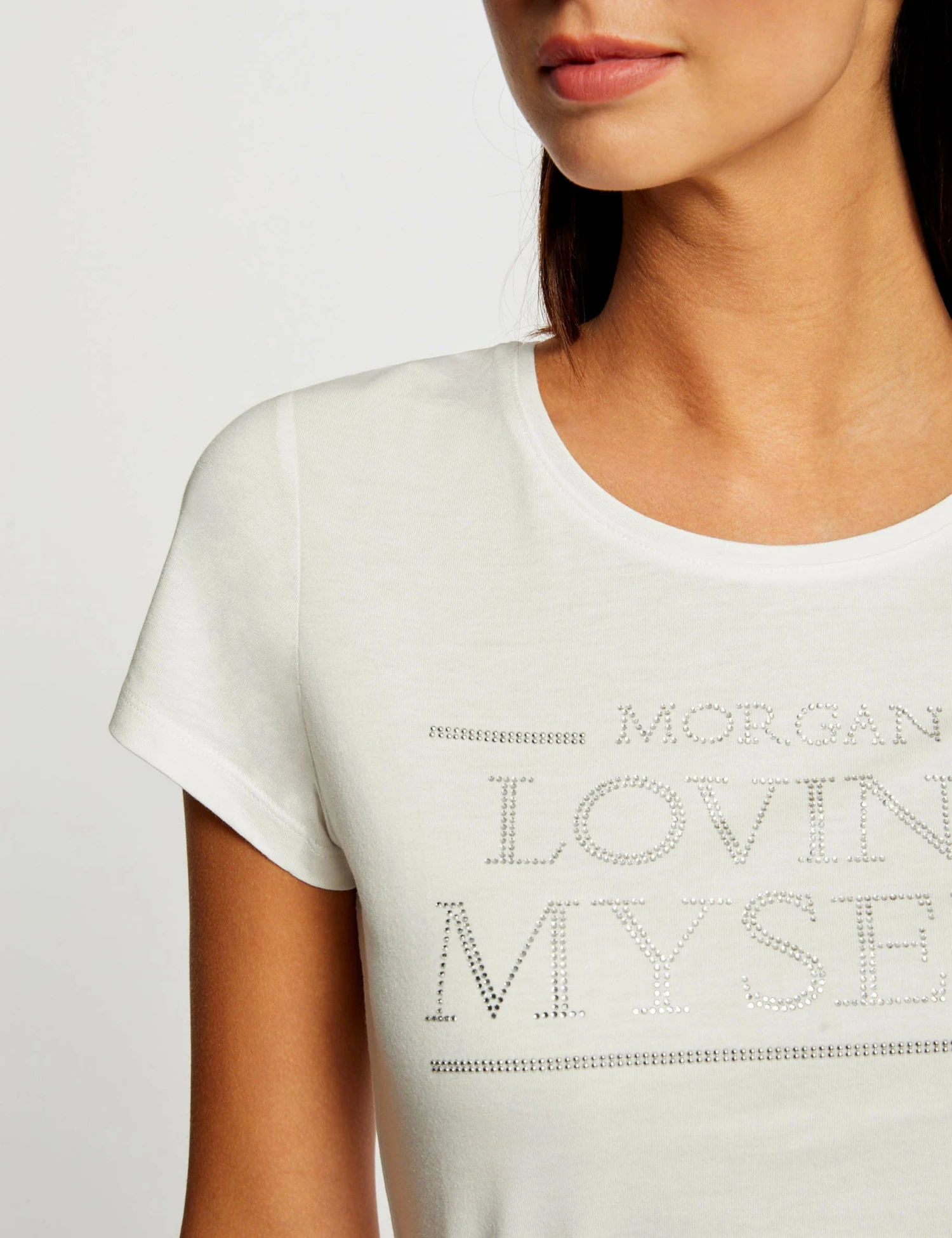 T-shirt Manches Courtes à Inscription Ecru Femme 5 T-shirt Manches Courtes à Inscription Ecru Femme – Image 5