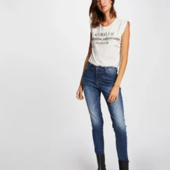 T-shirt Manches Courtes à Inscription Ecru Femme -Morgandetoi Boutique t shirt manches courtes a inscription ecru femme vue5 32536300883890201