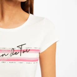 T-shirt Manches Courtes à Inscription Fuchsia Femme 9 T-shirt Manches Courtes à Inscription Fuchsia Femme -Morgandetoi Boutique t shirt manches courtes a inscription fuchsia femme vue4 32536300923750506