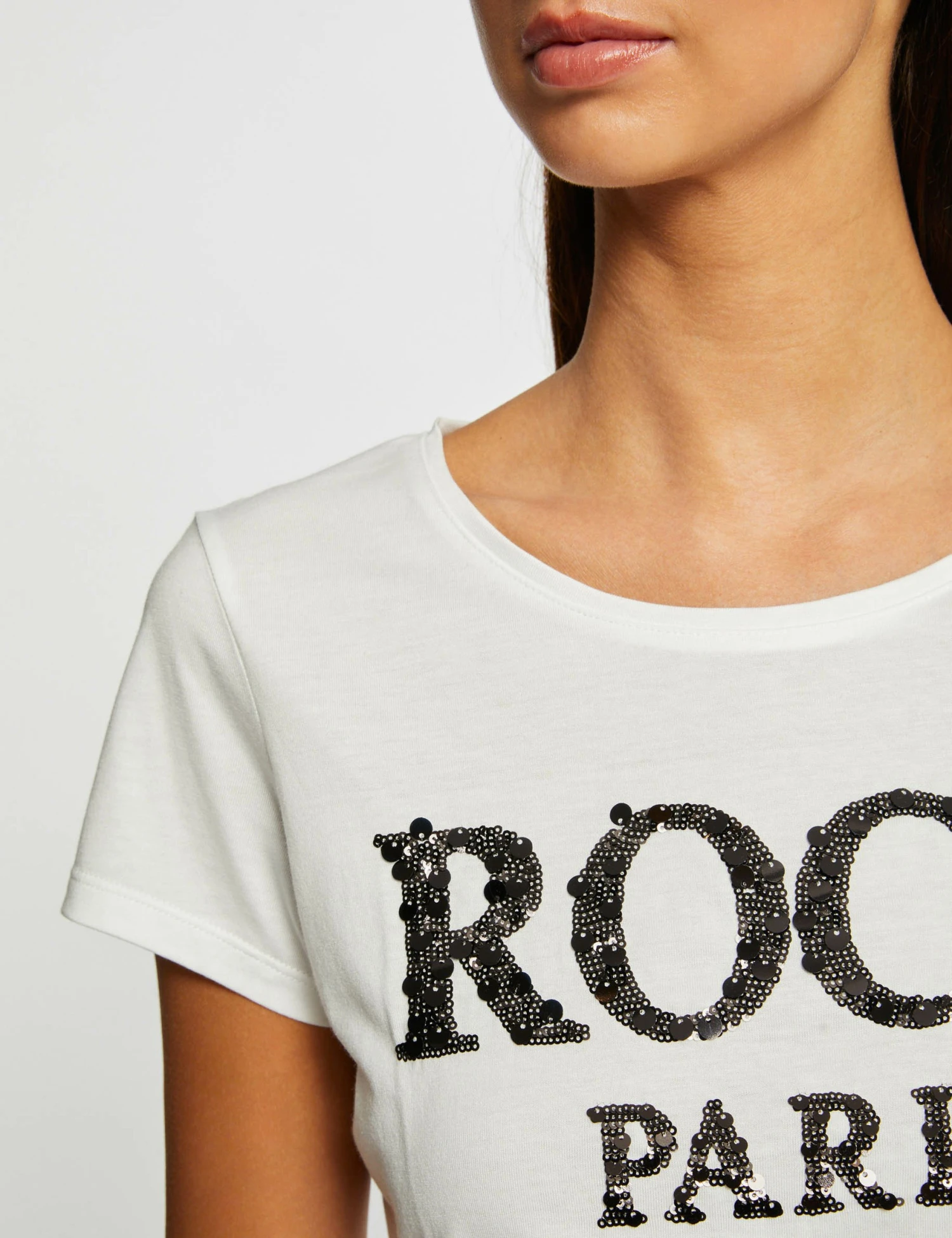 T-shirt Manches Courtes à Inscription Noir Femme 5 T-shirt Manches Courtes à Inscription Noir Femme – Image 5