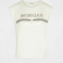 T-shirt Manches Courtes à Inscription Vert Clair Femme -Morgandetoi Boutique t shirt manches courtes a inscription vert clair femme vue3 32536300883890607