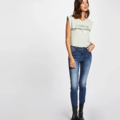 T-shirt Manches Courtes à Inscription Vert Clair Femme -Morgandetoi Boutique t shirt manches courtes a inscription vert clair femme vue5 32536300883890607