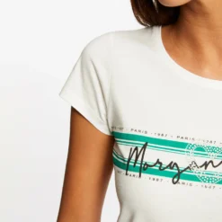 T-shirt Manches Courtes à Inscription Vert Moyen Femme 9 T-shirt Manches Courtes à Inscription Vert Moyen Femme -Morgandetoi Boutique t shirt manches courtes a inscription vert moyen femme vue4 32536300923750608