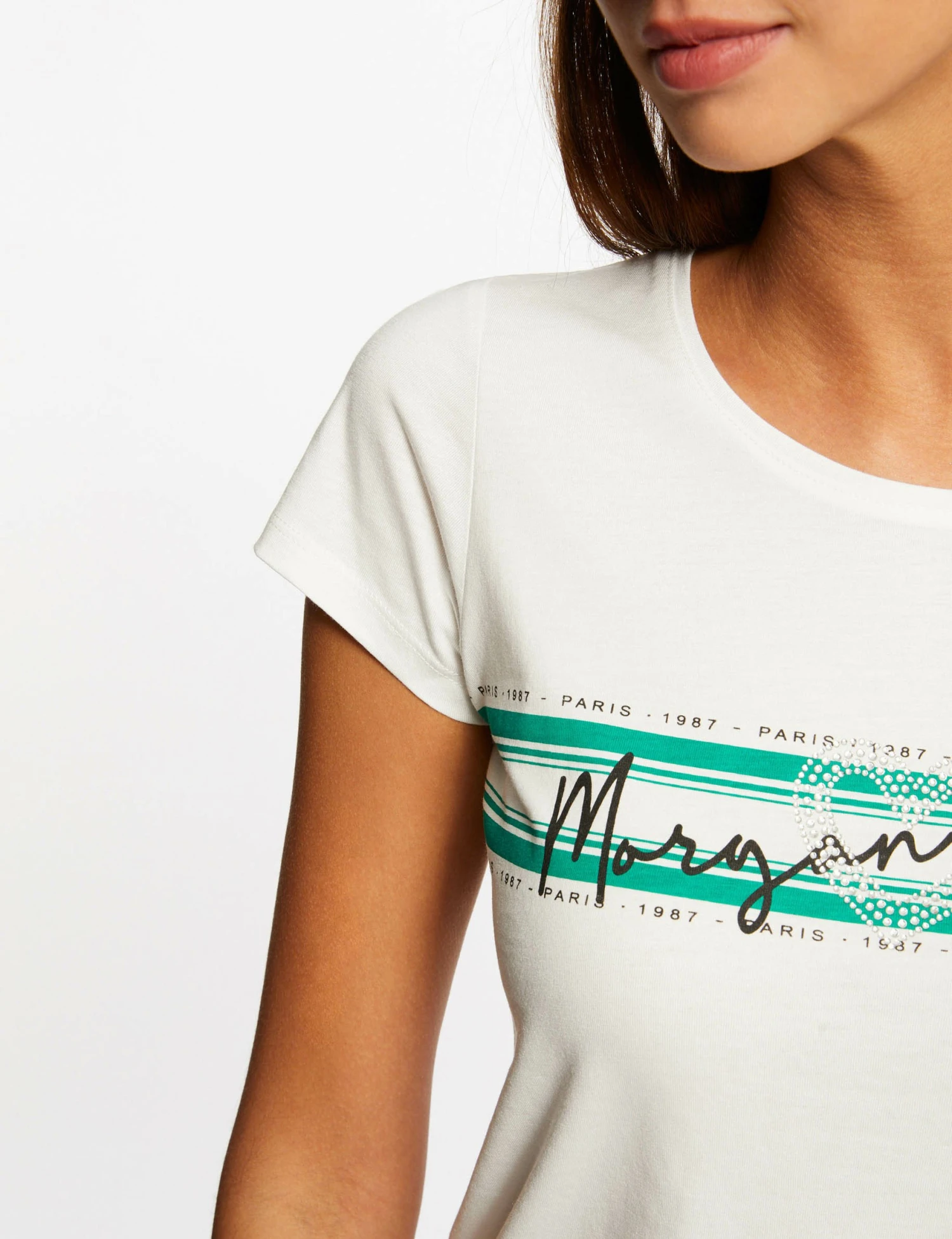 T-shirt Manches Courtes à Inscription Vert Moyen Femme 5 T-shirt Manches Courtes à Inscription Vert Moyen Femme – Image 5