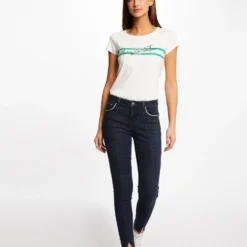 T-shirt Manches Courtes à Inscription Vert Moyen Femme 7 T-shirt Manches Courtes à Inscription Vert Moyen Femme -Morgandetoi Boutique t shirt manches courtes a inscription vert moyen femme vue5 32536300923750608