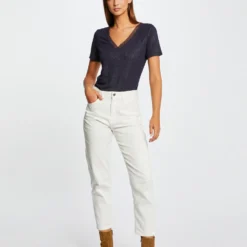 T-shirt Manches Courtes à Paillettes Marine Femme -Morgandetoi Boutique t shirt manches courtes a paillettes marine femme vue5 32536300951820301