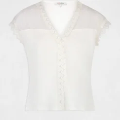 T-shirt Manches Courtes à Plumetis Ecru Femme 8 T-shirt Manches Courtes à Plumetis Ecru Femme -Morgandetoi Boutique t shirt manches courtes a plumetis ecru femme vue3 32536300941690201