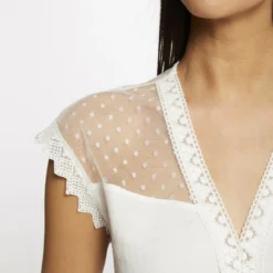 T-shirt Manches Courtes à Plumetis Ecru Femme 9 T-shirt Manches Courtes à Plumetis Ecru Femme -Morgandetoi Boutique t shirt manches courtes a plumetis ecru femme vue4 32536300941690201