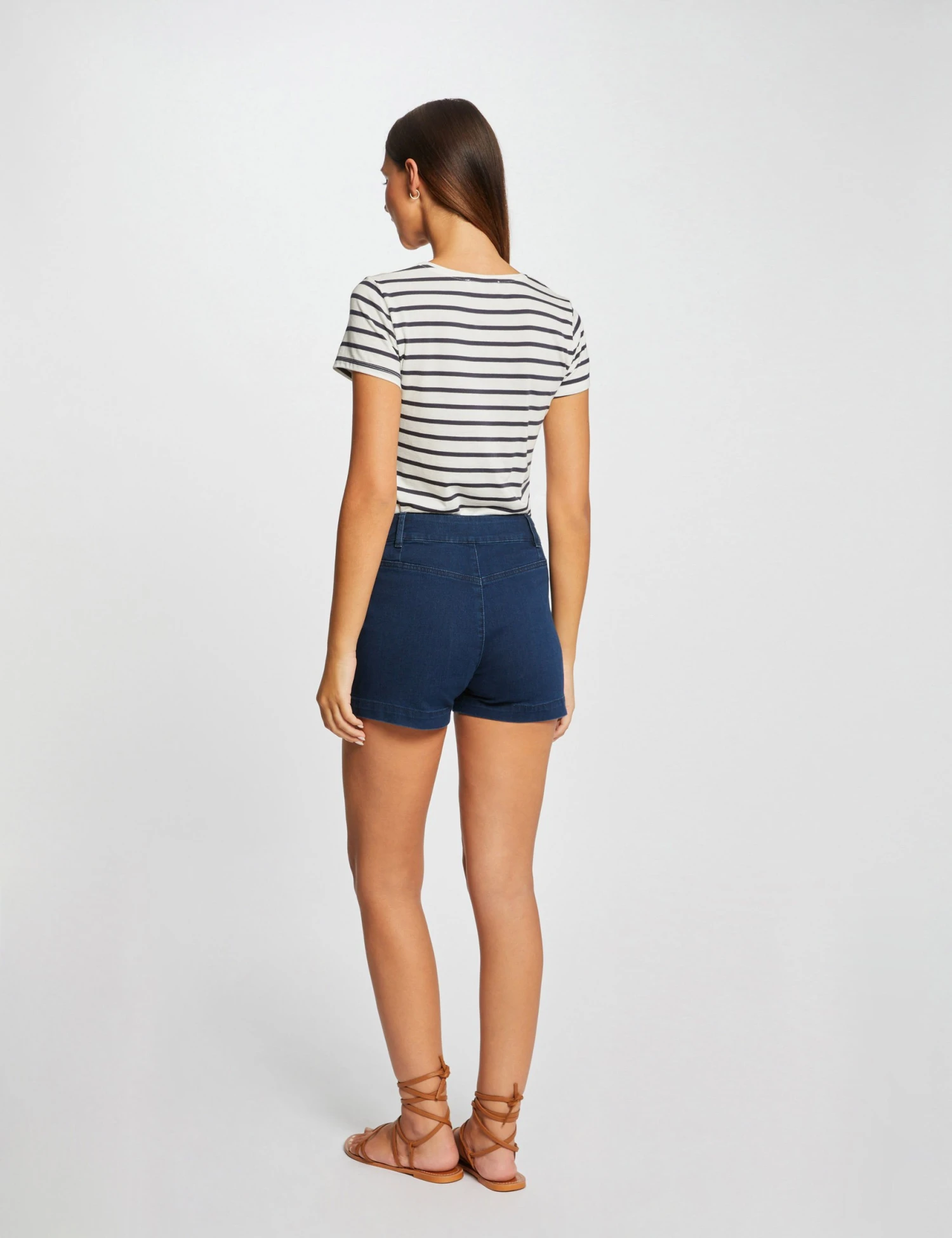 T-shirt Manches Courtes à Rayures Marine Femme 2 T-shirt Manches Courtes à Rayures Marine Femme – Image 2