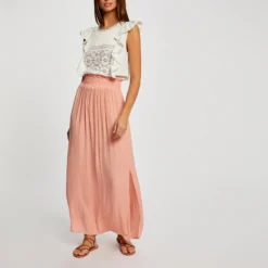 T-shirt Manches Courtes à Volants Ecru Femme -Morgandetoi Boutique t shirt manches courtes a volants ecru femme vue5 32536300939200201