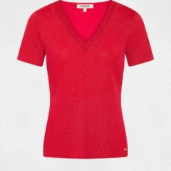 T-shirt Manches Courtes Avec Col En V Framboise Femme 8 T-shirt Manches Courtes Avec Col En V Framboise Femme -Morgandetoi Boutique t shirt manches courtes avec col en v framboise femme vue3 32536300868200502