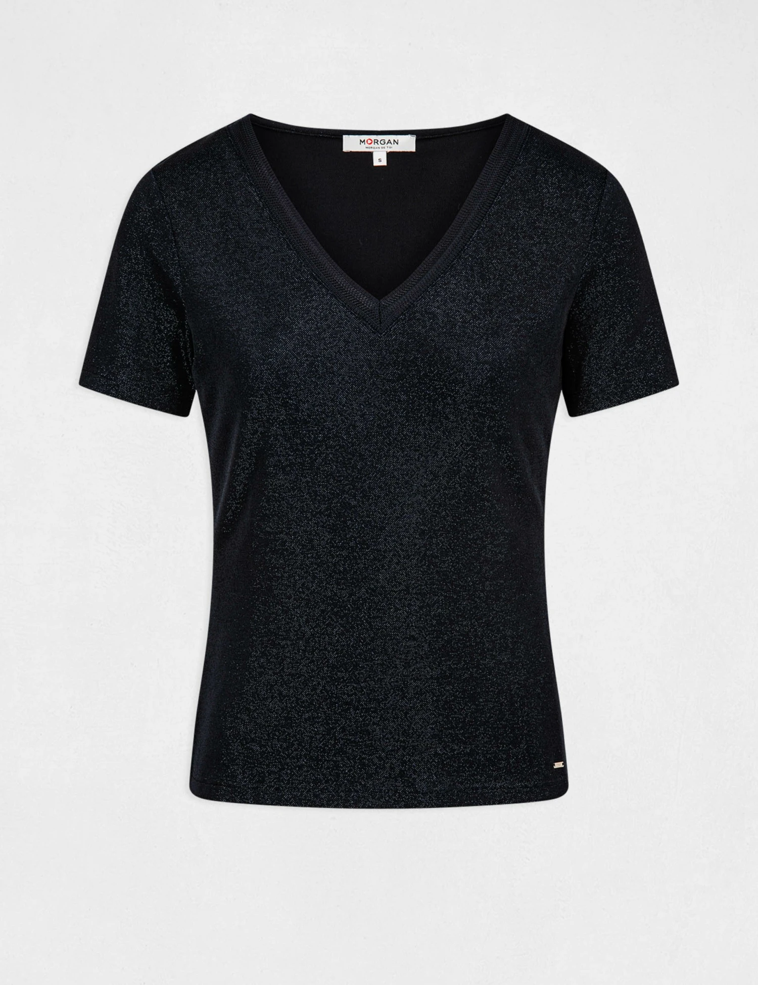 T-shirt Manches Courtes Avec Col En V Marine Femme 4 T-shirt Manches Courtes Avec Col En V Marine Femme – Image 4