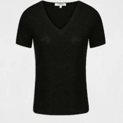 T-shirt Manches Courtes Avec Col En V Noir Femme 8 T-shirt Manches Courtes Avec Col En V Noir Femme -Morgandetoi Boutique t shirt manches courtes avec col en v noir femme vue3 32536300868200100