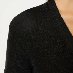 T-shirt Manches Courtes Avec Col En V Noir Femme 9 T-shirt Manches Courtes Avec Col En V Noir Femme -Morgandetoi Boutique t shirt manches courtes avec col en v noir femme vue4 32536300868200100