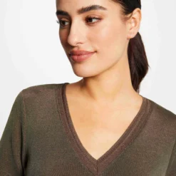 T-shirt Manches Courtes Avec Col En V Taupe Femme 9 T-shirt Manches Courtes Avec Col En V Taupe Femme -Morgandetoi Boutique t shirt manches courtes avec col en v taupe femme vue4 32536300868200707