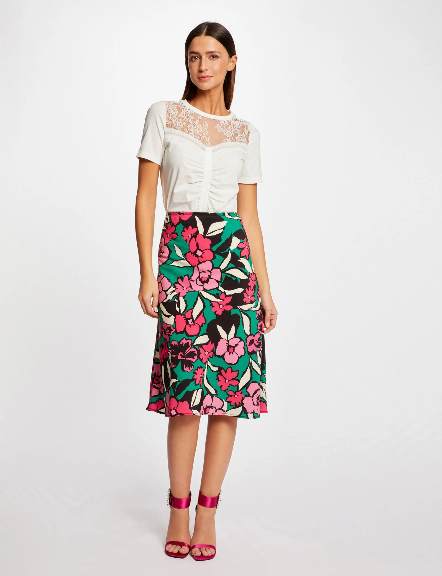 T-shirt Manches Courtes Avec Dentelle Ecru Femme 3 T-shirt Manches Courtes Avec Dentelle Ecru Femme – Image 3