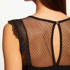 T-shirt Manches Courtes Avec Dentelle Noir Femme -Morgandetoi Boutique t shirt manches courtes avec dentelle noir femme vue4 32536300942000100