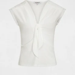 T-shirt Manches Courtes Avec Noeud Ecru Femme 8 T-shirt Manches Courtes Avec Noeud Ecru Femme -Morgandetoi Boutique t shirt manches courtes avec noeud ecru femme vue3 32536300954640201