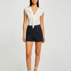 T-shirt Manches Courtes Avec Noeud Ecru Femme 7 T-shirt Manches Courtes Avec Noeud Ecru Femme -Morgandetoi Boutique t shirt manches courtes avec noeud ecru femme vue5 32536300954640201