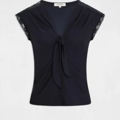 T-shirt Manches Courtes Avec Noeud Marine Femme 8 T-shirt Manches Courtes Avec Noeud Marine Femme -Morgandetoi Boutique t shirt manches courtes avec noeud marine femme vue3 32536300954640301