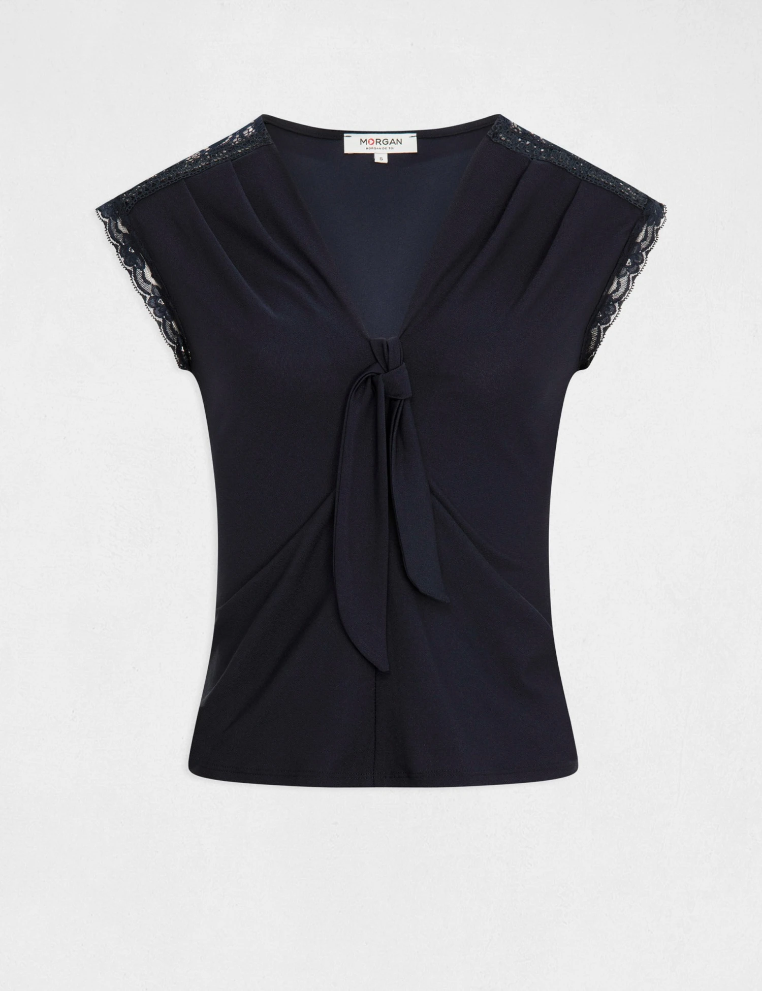 T-shirt Manches Courtes Avec Noeud Marine Femme 4 T-shirt Manches Courtes Avec Noeud Marine Femme – Image 4