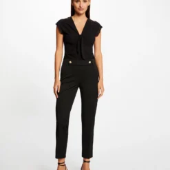 T-shirt Manches Courtes Avec Noeud Noir Femme -Morgandetoi Boutique t shirt manches courtes avec noeud noir femme vue5 32536300954640100