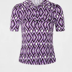 T-shirt Manches Courtes Col Polo Imprimé Multico Femme -Morgandetoi Boutique t shirt manches courtes col polo imprime multico femme vue3 32536300954940900