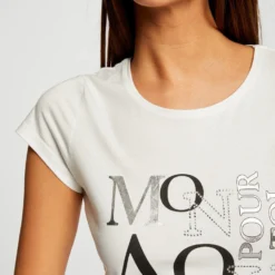T-shirt Manches Courtes Ecru Femme -Morgandetoi Boutique t shirt manches courtes ecru femme vue4 32536300930930201