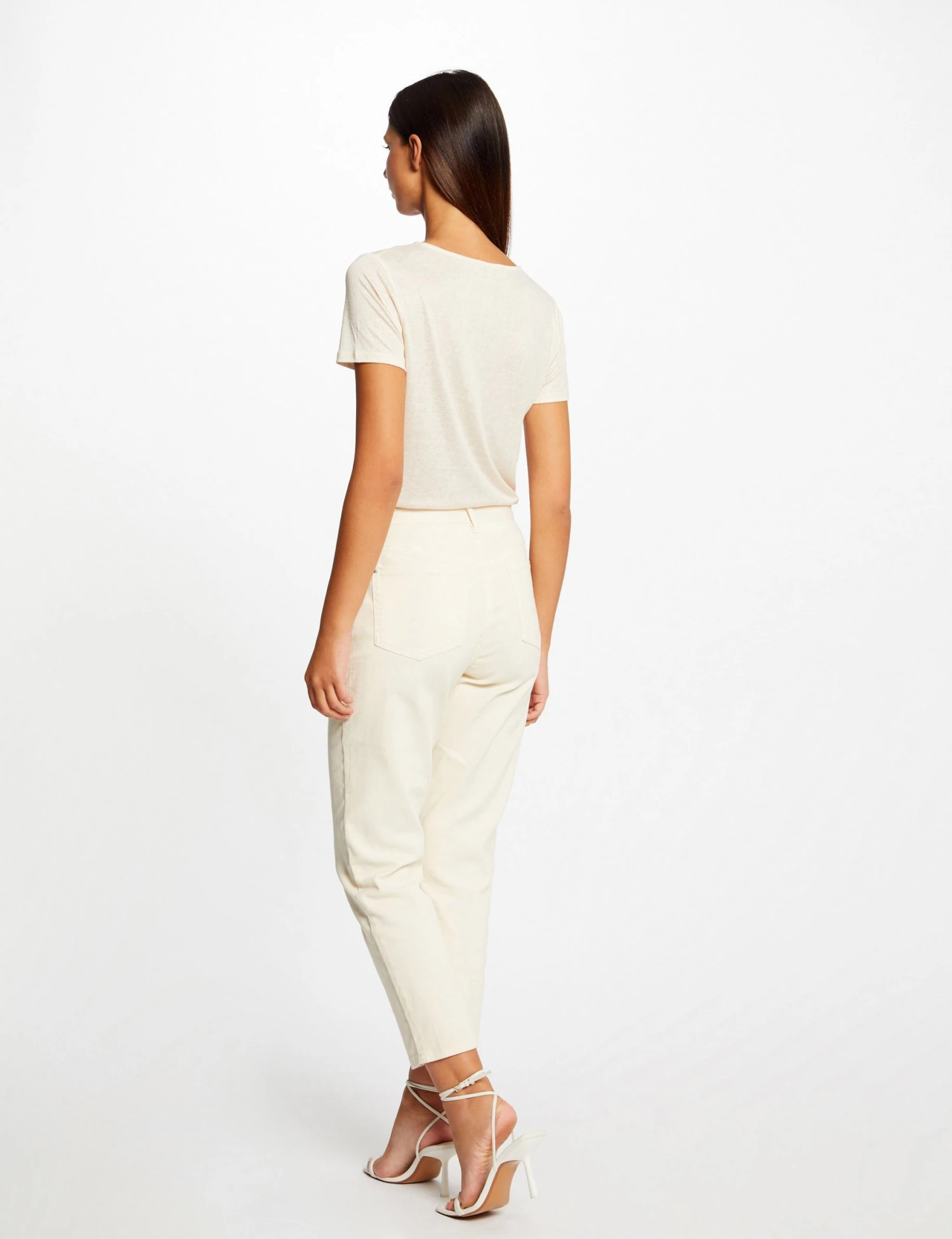 T-shirt Manches Courtes Fils Métallisés Ivoire Femme 2 T-shirt Manches Courtes Fils Métallisés Ivoire Femme – Image 2