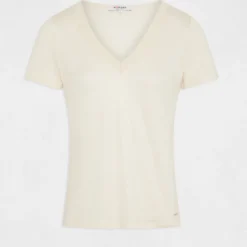 T-shirt Manches Courtes Fils Métallisés Ivoire Femme 8 T-shirt Manches Courtes Fils Métallisés Ivoire Femme -Morgandetoi Boutique t shirt manches courtes fils metallises ivoire femme vue3 32536300949210203