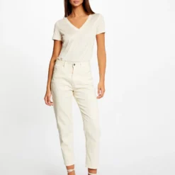 T-shirt Manches Courtes Fils Métallisés Ivoire Femme 7 T-shirt Manches Courtes Fils Métallisés Ivoire Femme -Morgandetoi Boutique t shirt manches courtes fils metallises ivoire femme vue5 32536300949210203