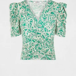 T-shirt Manches Courtes Froncé Imprimé Multico Femme 8 T-shirt Manches Courtes Froncé Imprimé Multico Femme -Morgandetoi Boutique t shirt manches courtes fronce imprime multico femme vue3 32536300967430900