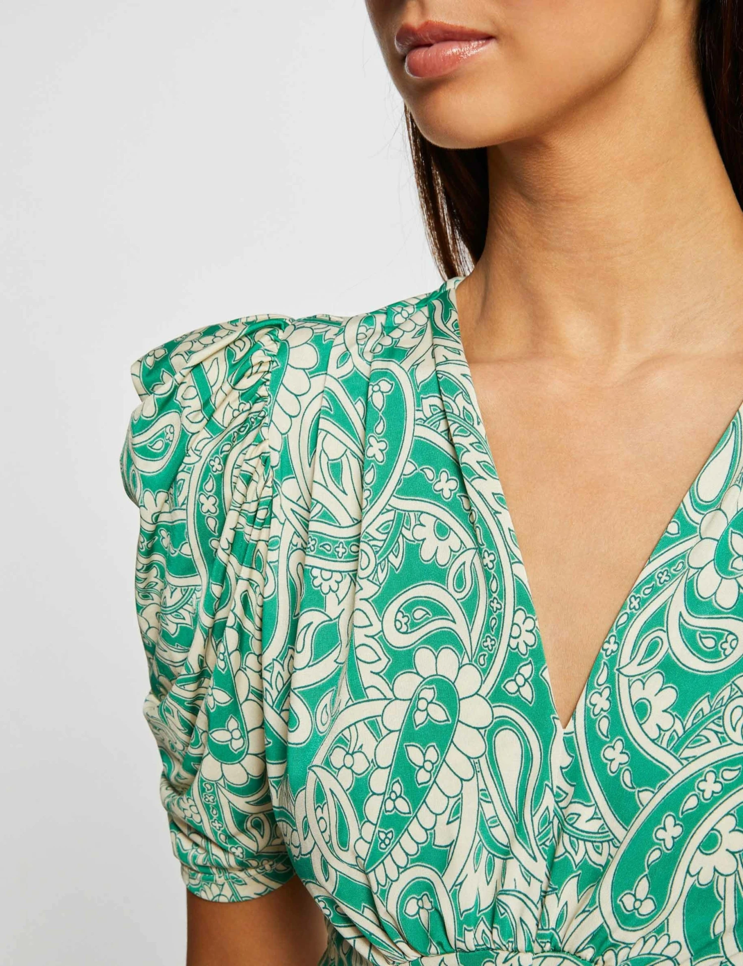 T-shirt Manches Courtes Froncé Imprimé Multico Femme 5 T-shirt Manches Courtes Froncé Imprimé Multico Femme – Image 5