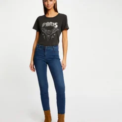 T-shirt Manches Courtes Gris Moyen Femme -Morgandetoi Boutique t shirt manches courtes gris moyen femme vue5 32536300929580102