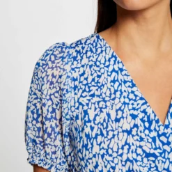 T-shirt Manches Courtes Imprimé Abstrait Bleu Femme -Morgandetoi Boutique t shirt manches courtes imprime abstrait bleu femme vue4 32536300963850300